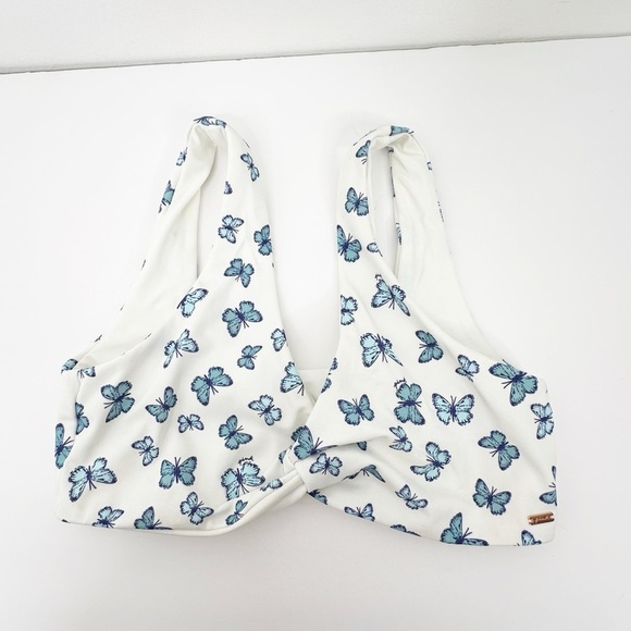 PINK VICTORIA’S SECRET | White and Blue Butterfly Print Bikini Set Sz. Medium - Picture 3 of 5